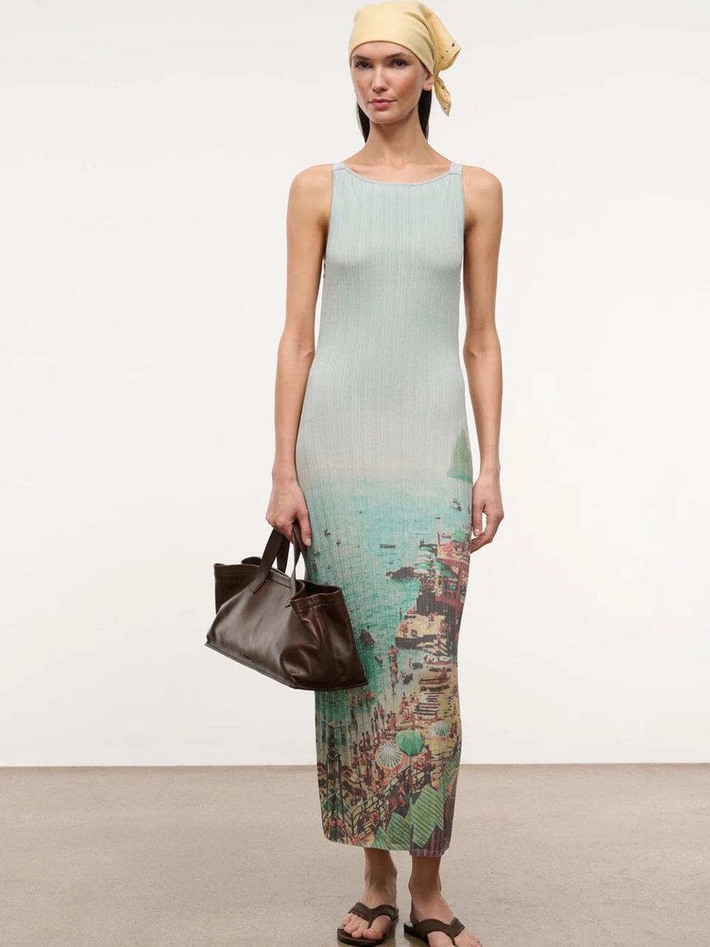STAUD BRYN MIDI DRESS ENDLESS SUMMER SMALL